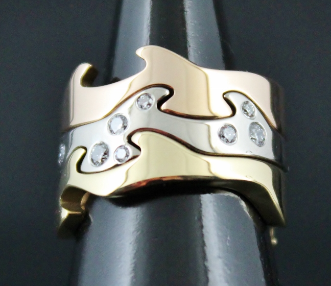 (image for) "GEORG JENSEN" 18K TRI COLOUR DIAMOND FUSION RING